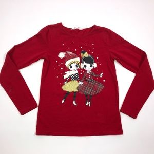 H&M Girl Red Long Sleeves Tee, Size 8-10Y